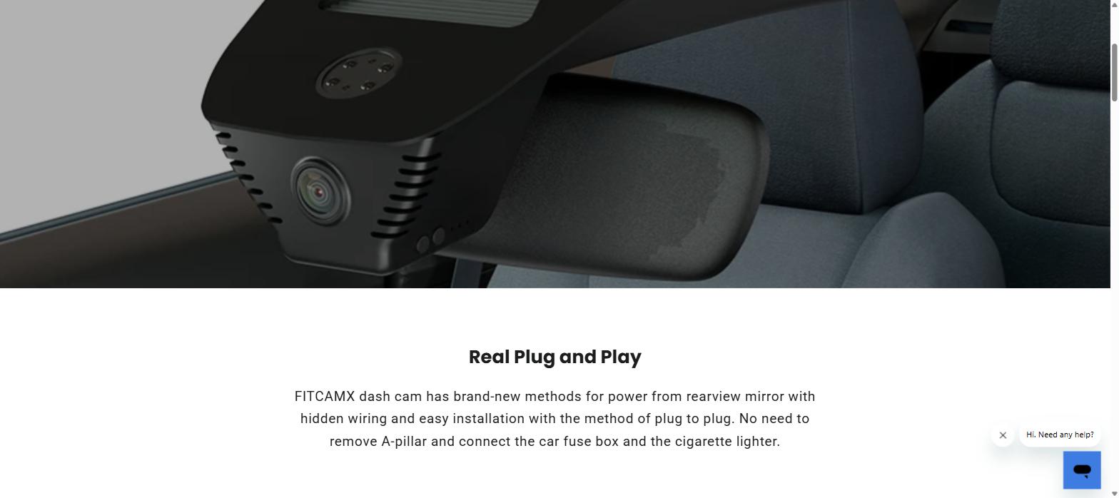 FITCAMX dash cam installed behind a vehicle's rearview mirror