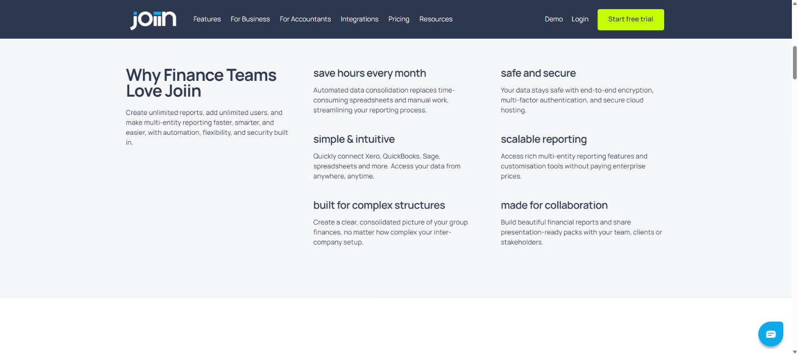 Joiin key features for finance teams