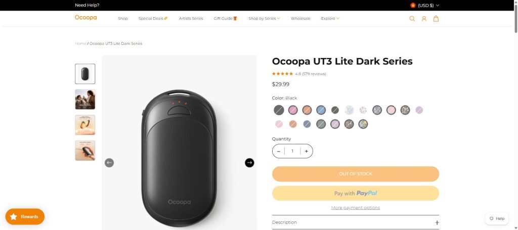 Ocoopa UT3 Lite rechargeable magnetic hand warmer